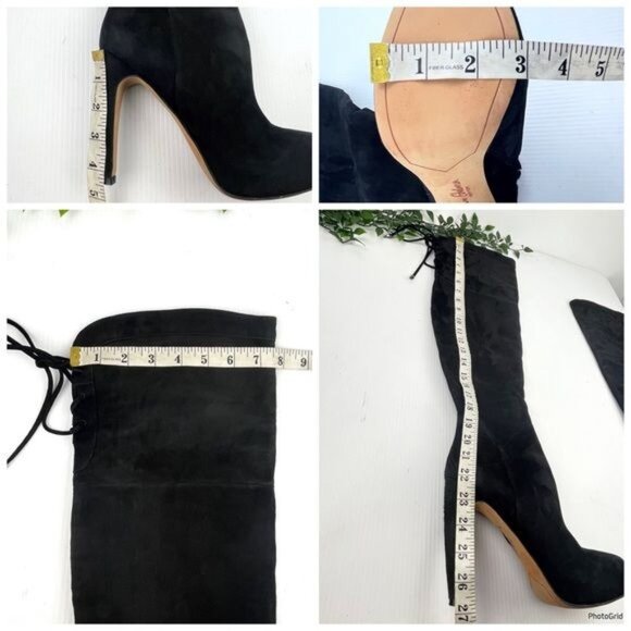 SAM EDELMAN Kayla Over the Knee heeled Suede Black Boot 8 - Picture 7 of 10